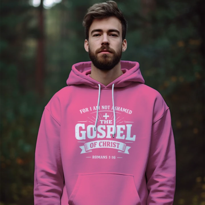Romans 1:16 Gospel Hoodie – 8oz Classic Fit, Sleeve Prints, Cotton‑Poly Blend, Pouch Pocket - Obsidien Wear