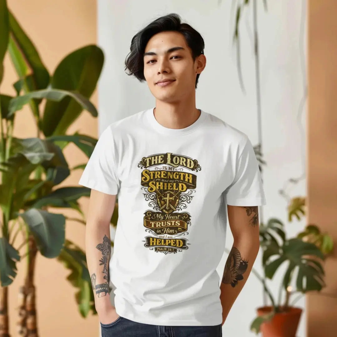 The Lord Is My Strength Tee 4.5oz Ringspun Cotton Modern Classic Fit Shirt - Obsidien Wear